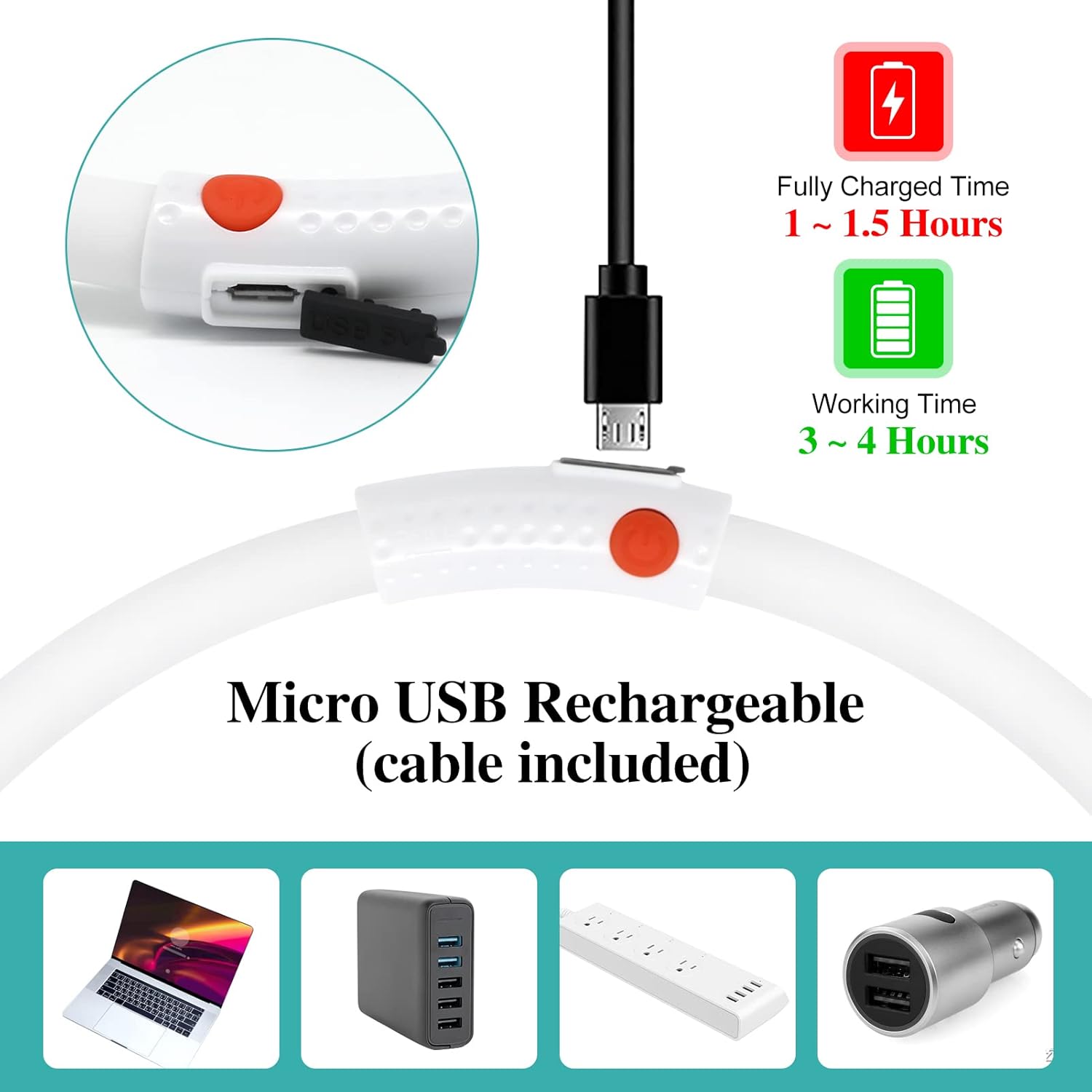 USB Rechargeable LED Safety Collar For Pets-Paw Print Pad