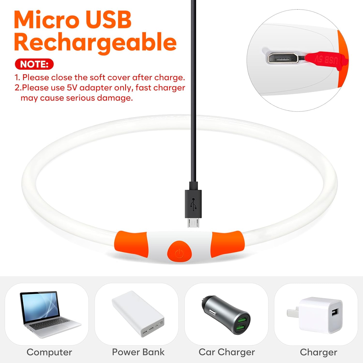 USB Rechargeable LED Safety Collar For Pets-Paw Print Pad