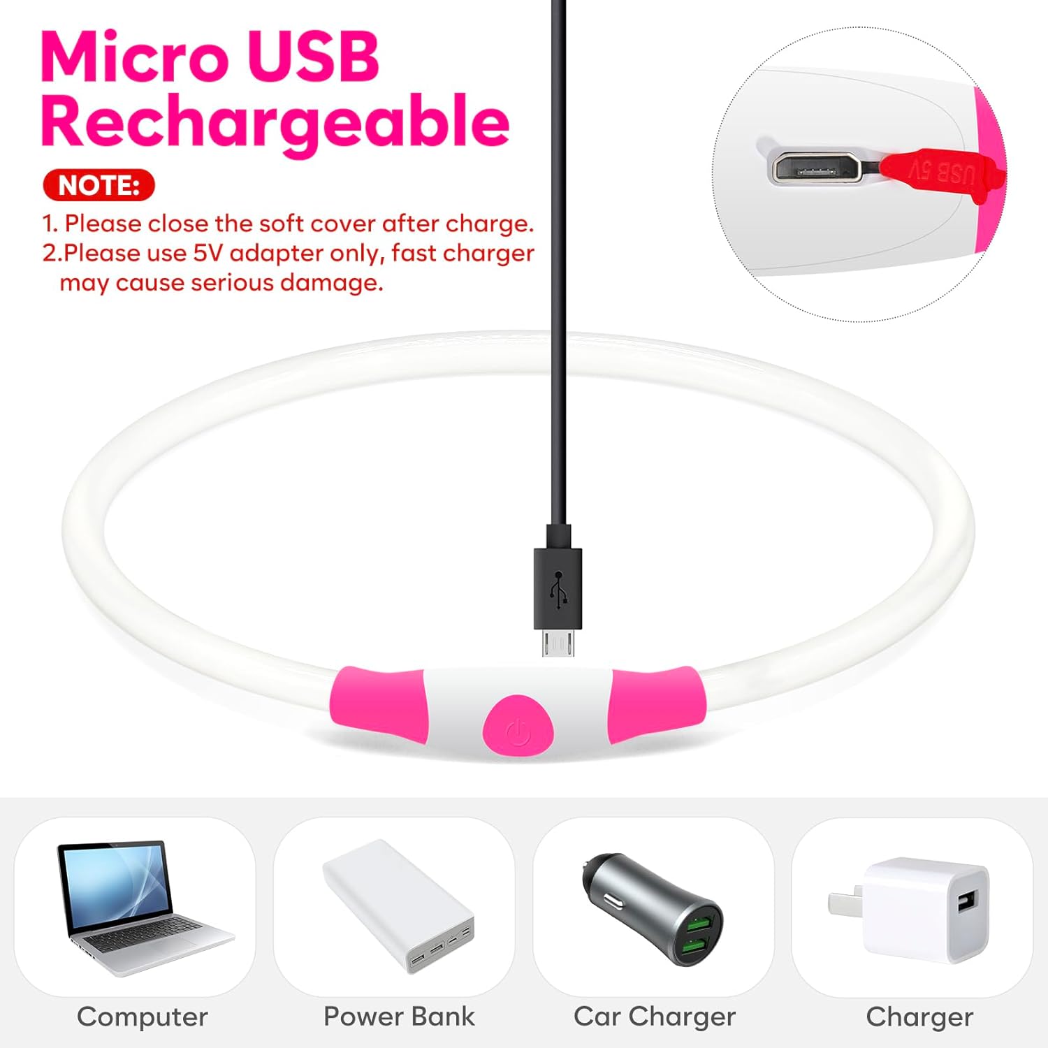 USB Rechargeable LED Safety Collar For Pets-Paw Print Pad