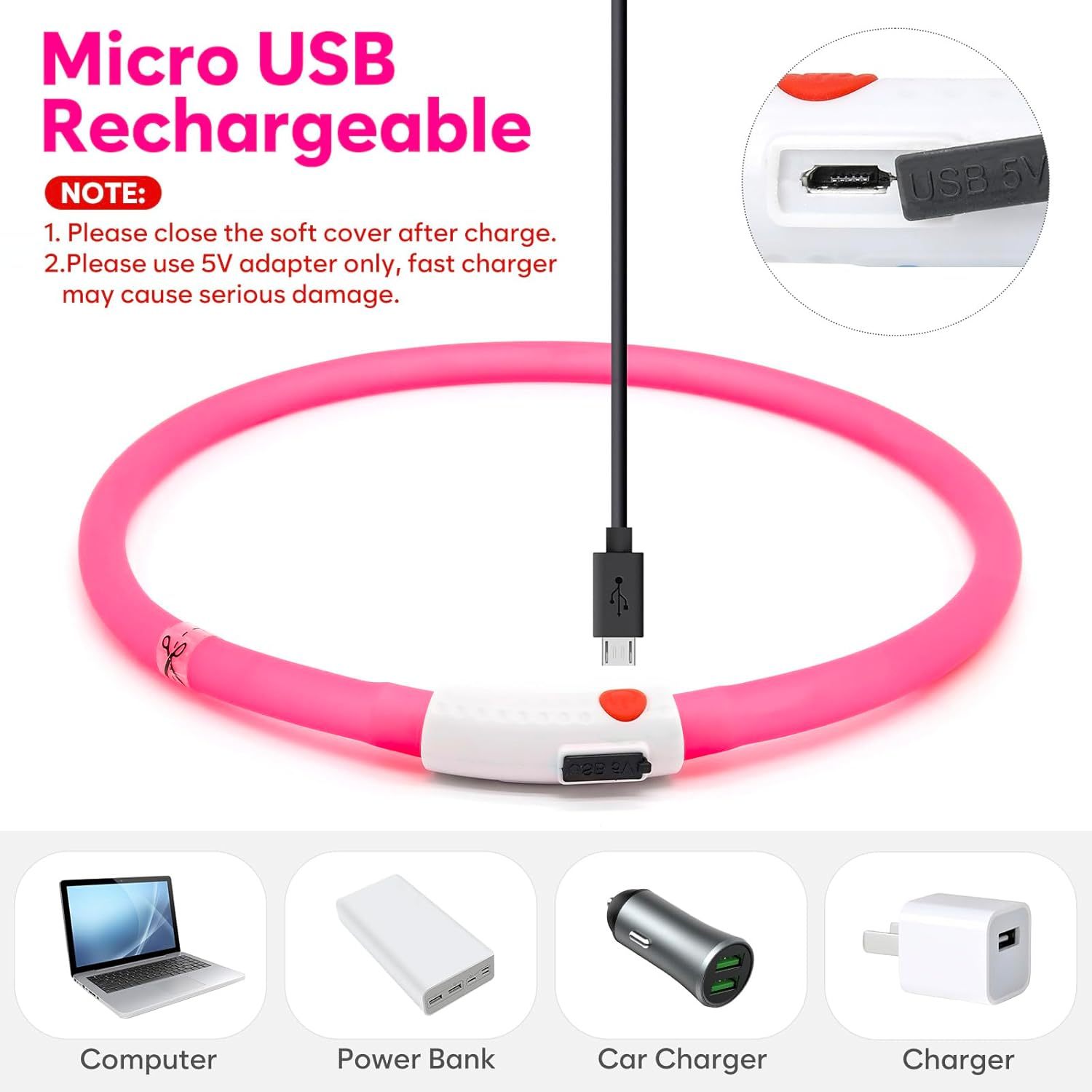 USB Rechargeable LED Safety Collar For Pets-Paw Print Pad