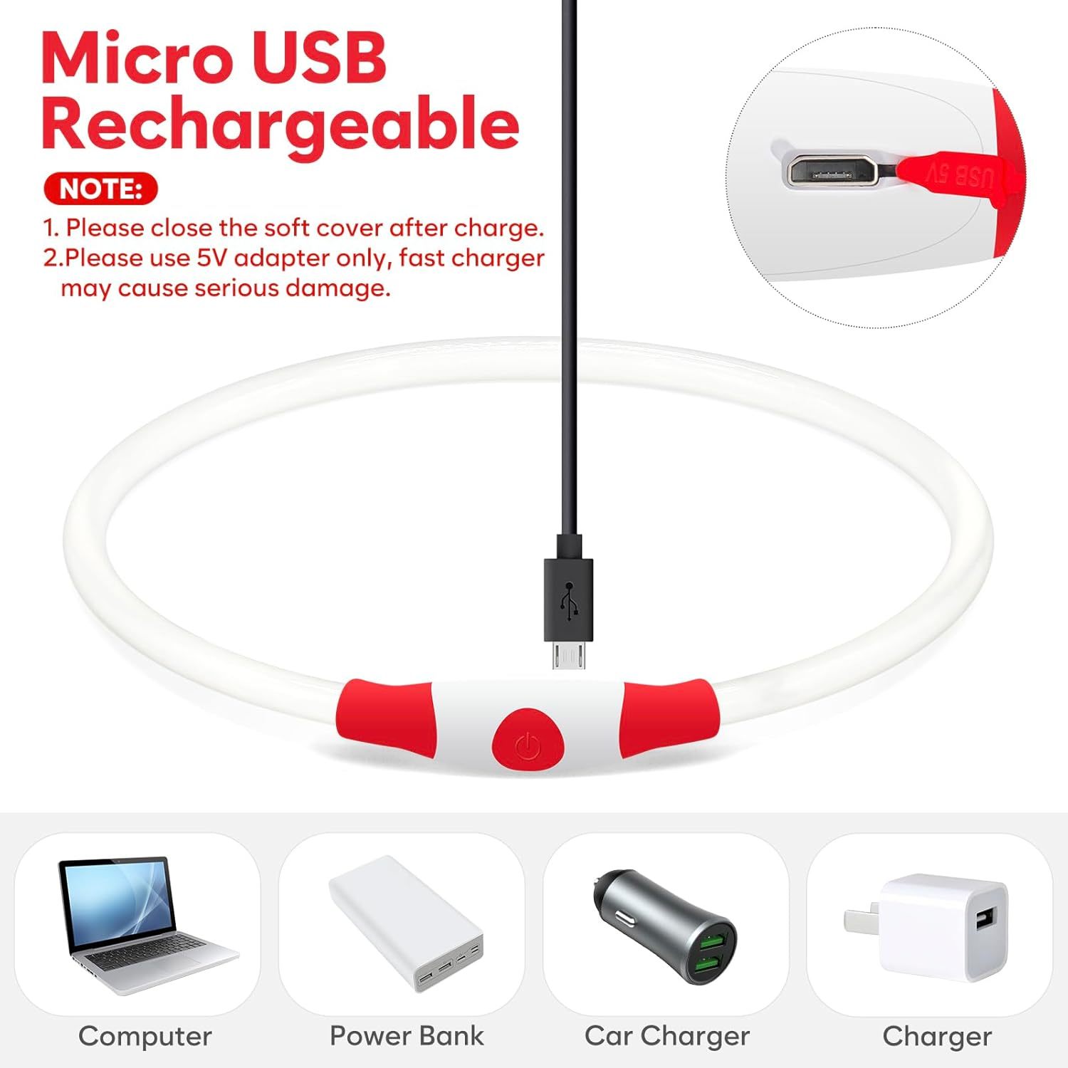 USB Rechargeable LED Safety Collar For Pets-Paw Print Pad