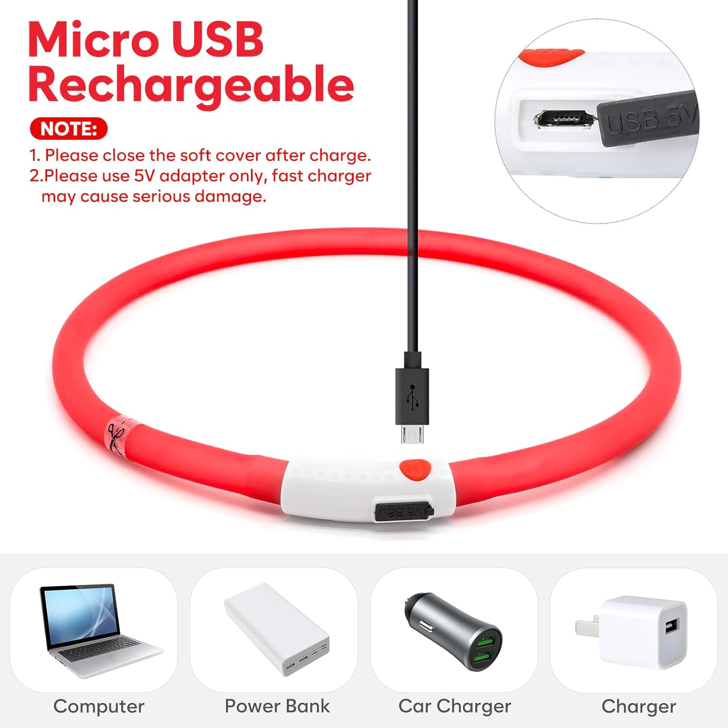 USB Rechargeable LED Safety Collar For Pets-Paw Print Pad