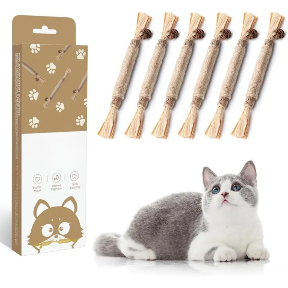 Pack of 6 Natural Pet Chew Stick Toy Set for Interactive Play and Everyday Care