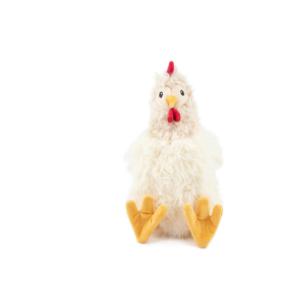 Crinkle Chicken Plush Dog Toy For Interactive Play-Paw Print Pad