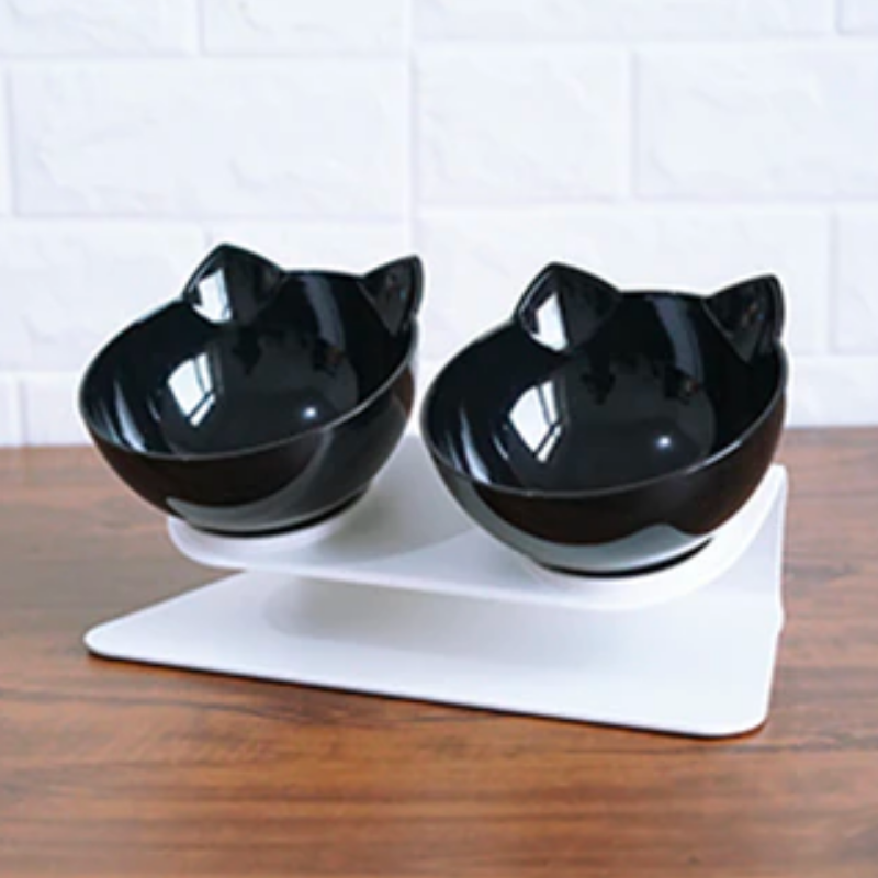 Slip Proof Double Bowl For Cats-Paw Print Pad
