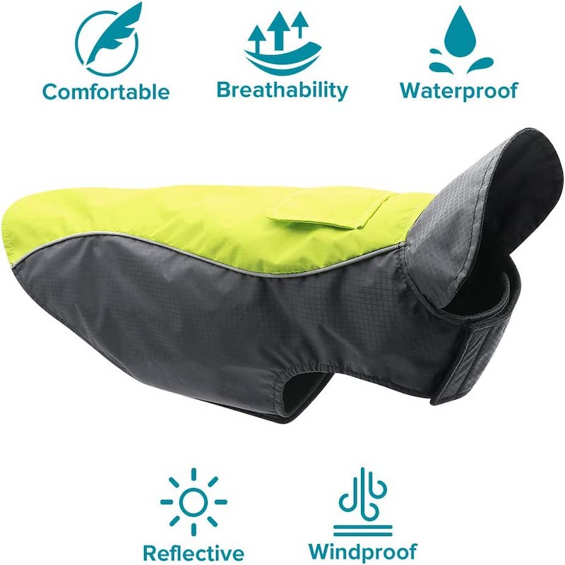 Dog Raincoat Waterproof Lightweight & High Visibility Dog Coat Jacket For Small Medium Large Dogs-Paw Print Pad