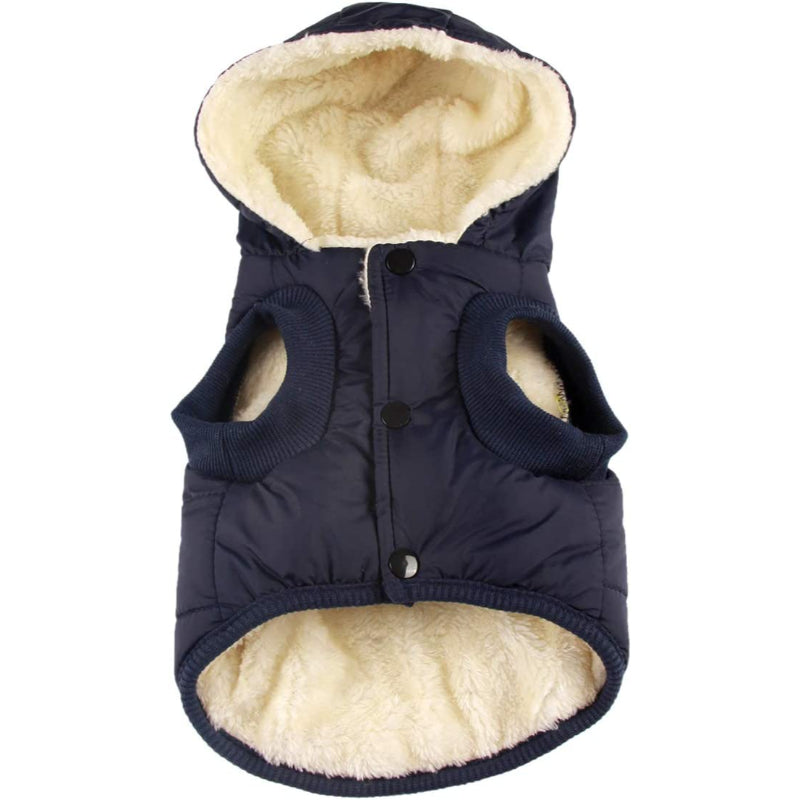 Fleece Lining Extra Warm Dog Hoodie In Winter For Small Dogs Jacket Puppy Coats With Hooded-Paw Print Pad