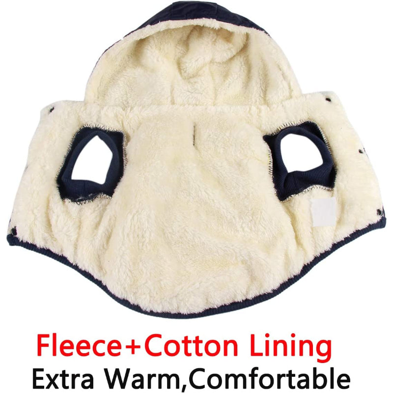 Fleece Lining Extra Warm Dog Hoodie In Winter For Small Dogs Jacket Puppy Coats With Hooded-Paw Print Pad