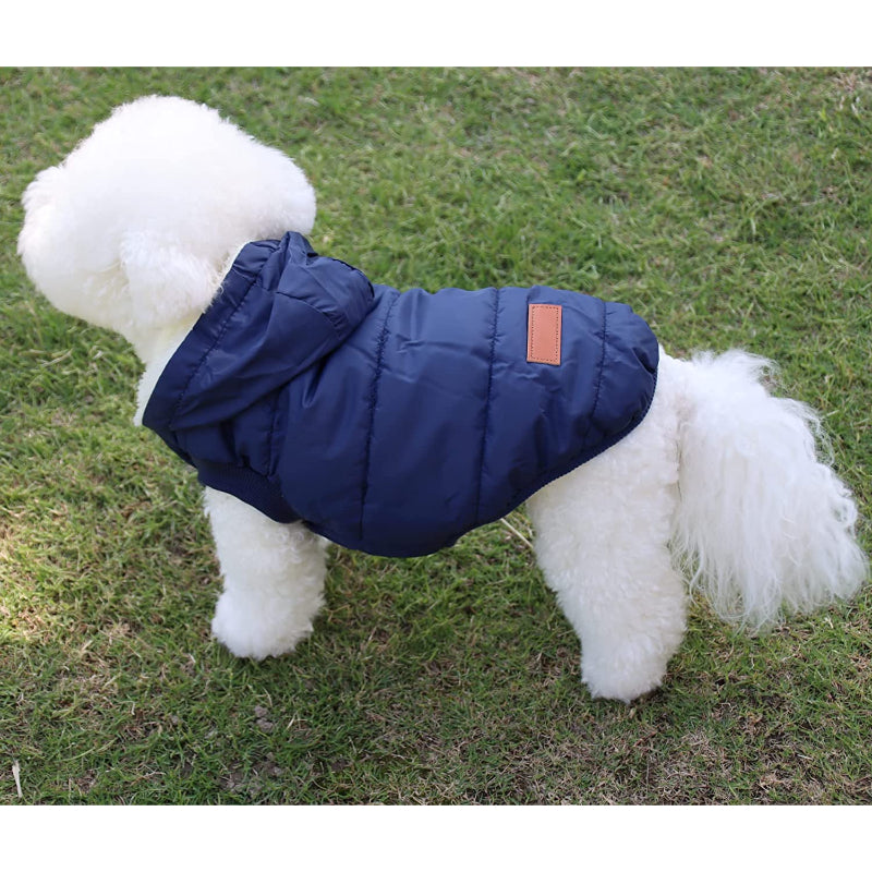 Fleece Lining Extra Warm Dog Hoodie In Winter For Small Dogs Jacket Puppy Coats With Hooded-Paw Print Pad