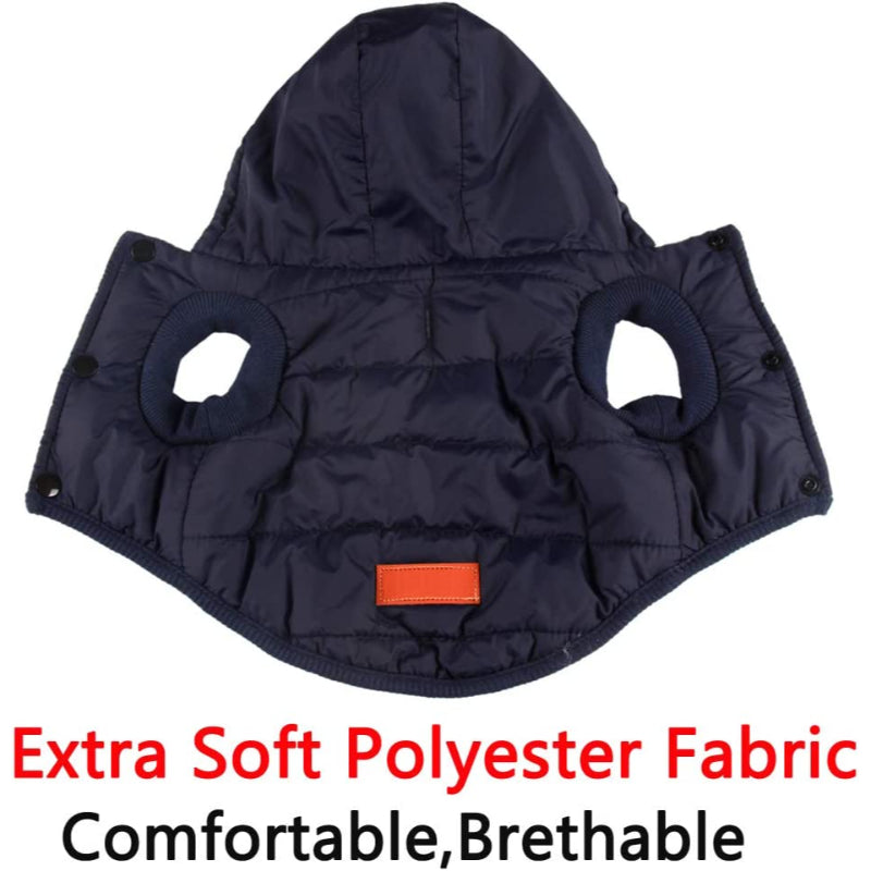 Fleece Lining Extra Warm Dog Hoodie In Winter For Small Dogs Jacket Puppy Coats With Hooded-Paw Print Pad