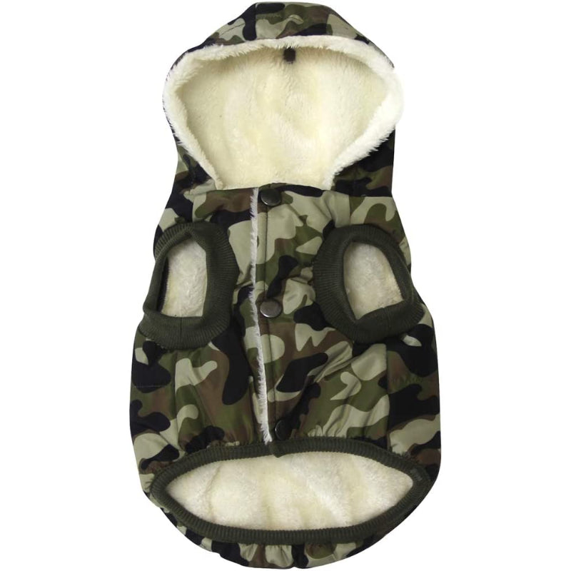 Fleece Lining Extra Warm Dog Hoodie In Winter For Small Dogs Jacket Puppy Coats With Hooded-Paw Print Pad