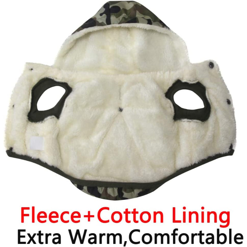 Fleece Lining Extra Warm Dog Hoodie In Winter For Small Dogs Jacket Puppy Coats With Hooded-Paw Print Pad