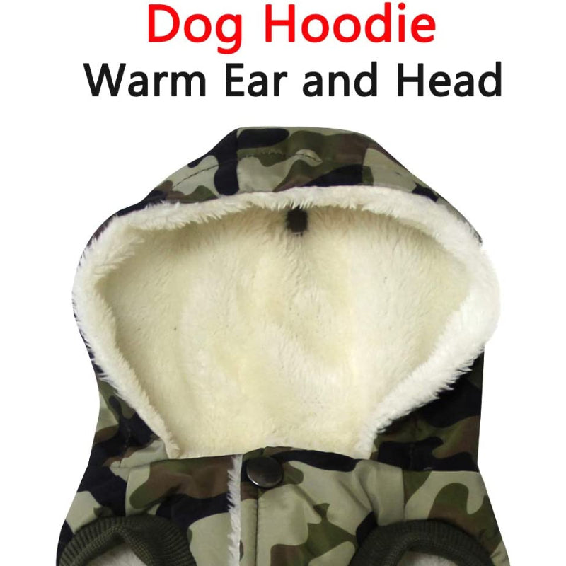 Fleece Lining Extra Warm Dog Hoodie In Winter For Small Dogs Jacket Puppy Coats With Hooded-Paw Print Pad