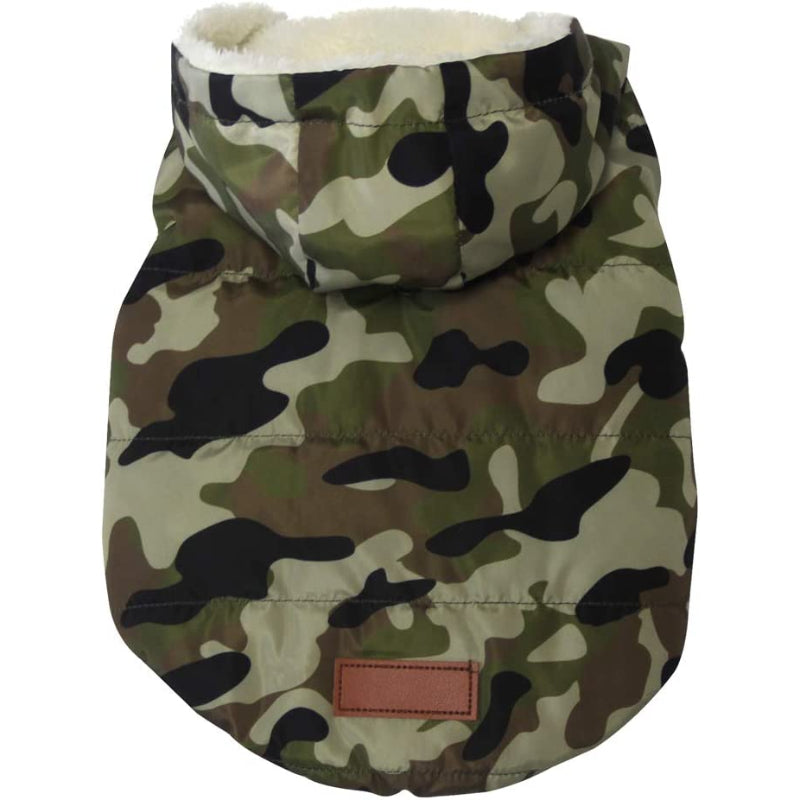 Fleece Lining Extra Warm Dog Hoodie In Winter For Small Dogs Jacket Puppy Coats With Hooded-Paw Print Pad