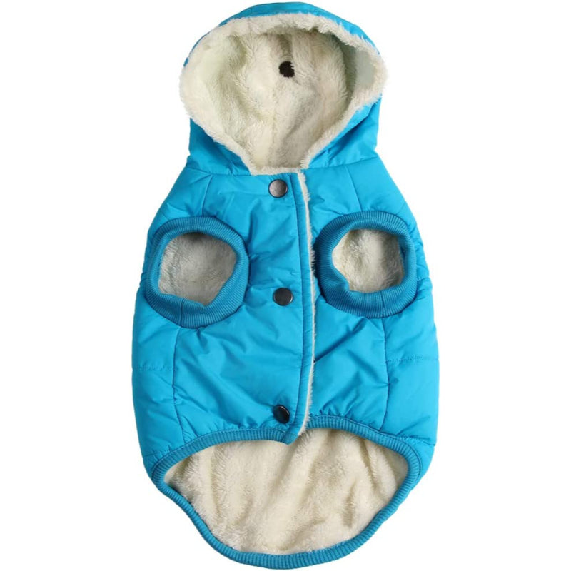 Fleece Lining Extra Warm Dog Hoodie In Winter For Small Dogs Jacket Puppy Coats With Hooded-Paw Print Pad