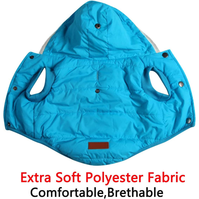 Fleece Lining Extra Warm Dog Hoodie In Winter For Small Dogs Jacket Puppy Coats With Hooded-Paw Print Pad