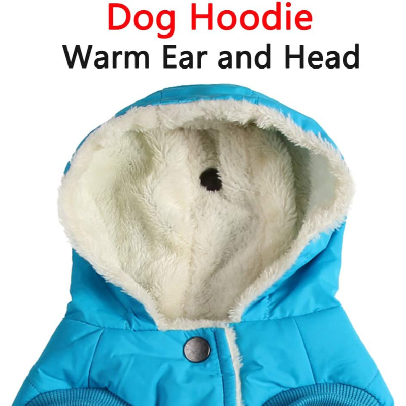 Fleece Lining Extra Warm Dog Hoodie In Winter For Small Dogs Jacket Puppy Coats With Hooded-Paw Print Pad