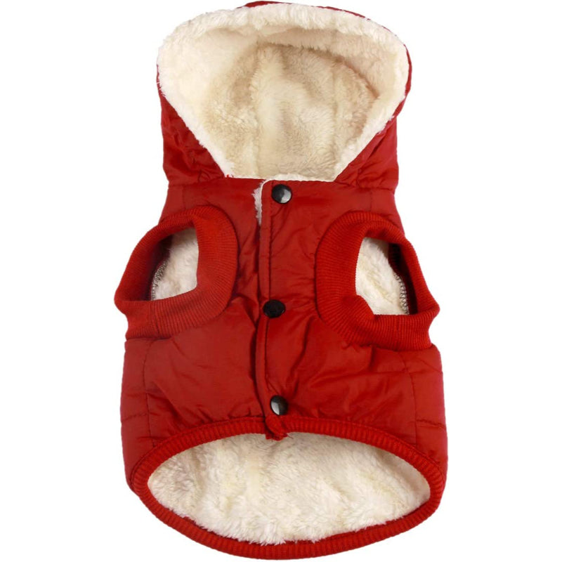 Fleece Lining Extra Warm Dog Hoodie In Winter For Small Dogs Jacket Puppy Coats With Hooded-Paw Print Pad