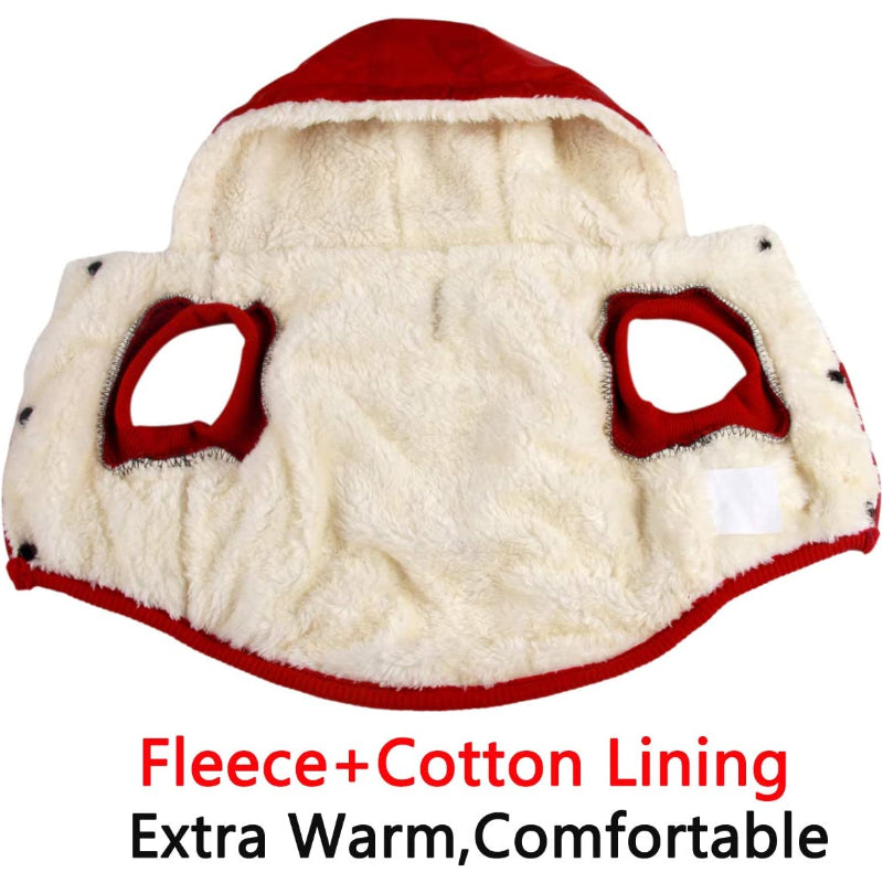Fleece Lining Extra Warm Dog Hoodie In Winter For Small Dogs Jacket Puppy Coats With Hooded-Paw Print Pad