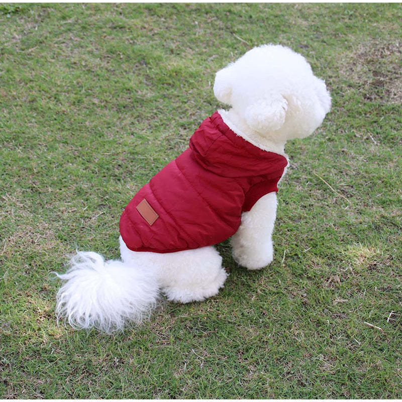 Fleece Lining Extra Warm Dog Hoodie In Winter For Small Dogs Jacket Puppy Coats With Hooded-Paw Print Pad