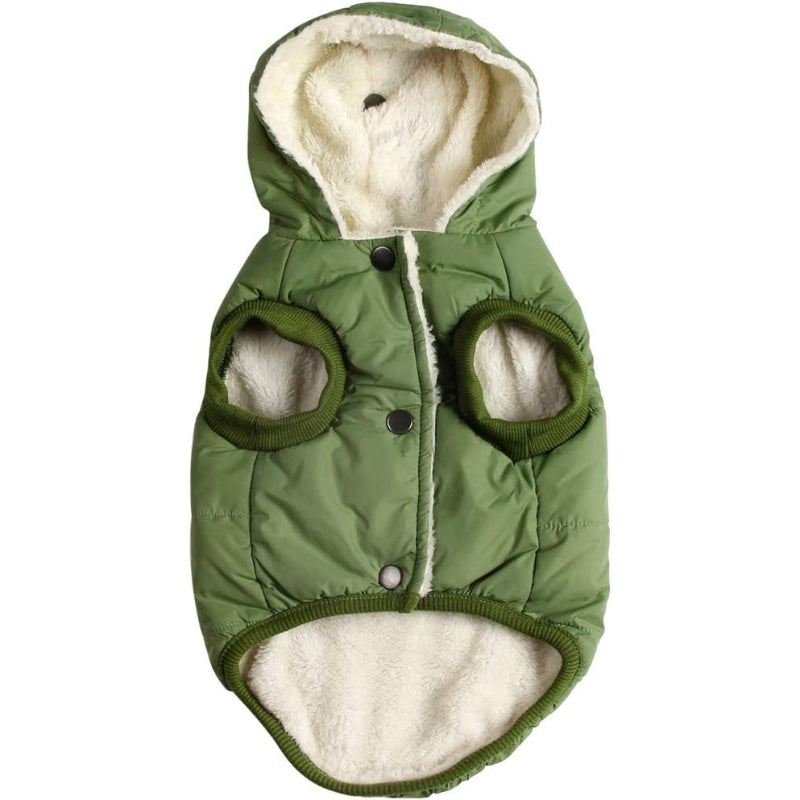 Fleece Lining Extra Warm Dog Hoodie In Winter For Small Dogs Jacket Puppy Coats With Hooded-Paw Print Pad