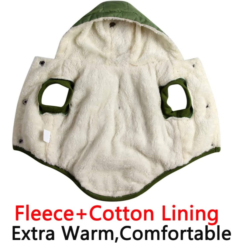 Fleece Lining Extra Warm Dog Hoodie In Winter For Small Dogs Jacket Puppy Coats With Hooded-Paw Print Pad
