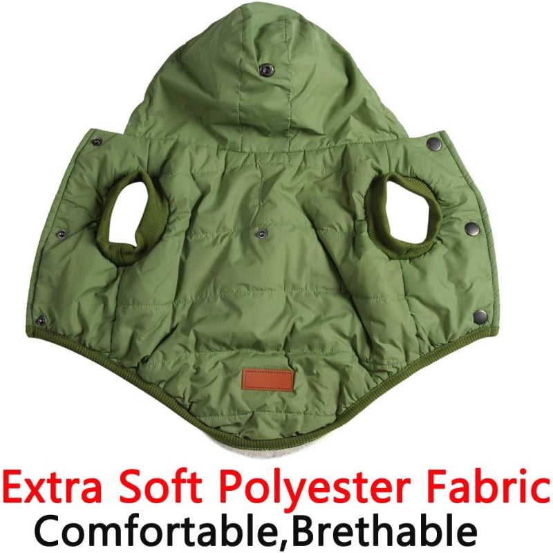 Fleece Lining Extra Warm Dog Hoodie In Winter For Small Dogs Jacket Puppy Coats With Hooded-Paw Print Pad