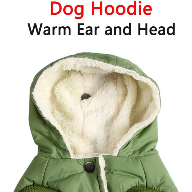 Fleece Lining Extra Warm Dog Hoodie In Winter For Small Dogs Jacket Puppy Coats With Hooded-Paw Print Pad