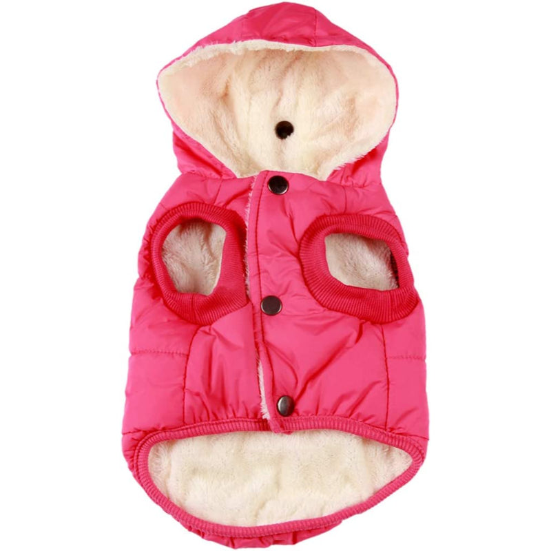 Fleece Lining Extra Warm Dog Hoodie In Winter For Small Dogs Jacket Puppy Coats With Hooded-Paw Print Pad