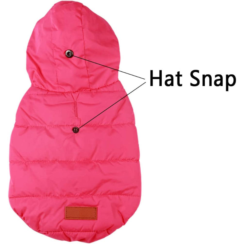 Fleece Lining Extra Warm Dog Hoodie In Winter For Small Dogs Jacket Puppy Coats With Hooded-Paw Print Pad