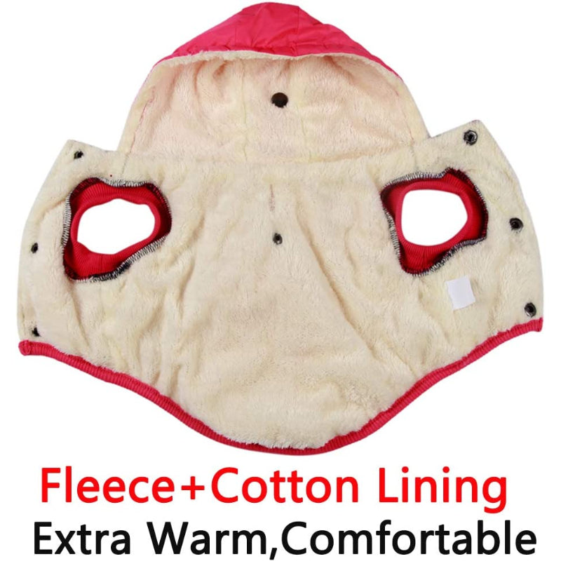 Fleece Lining Extra Warm Dog Hoodie In Winter For Small Dogs Jacket Puppy Coats With Hooded-Paw Print Pad