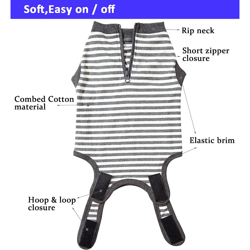 Female Dog Recovery Suit Pink Medium,Spay Suit,Male Recovery Suit,Narrow Pink Striped M-Paw Print Pad