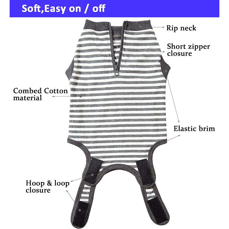 Female Dog Recovery Suit Pink Medium,Spay Suit,Male Recovery Suit,Narrow Pink Striped M-Paw Print Pad