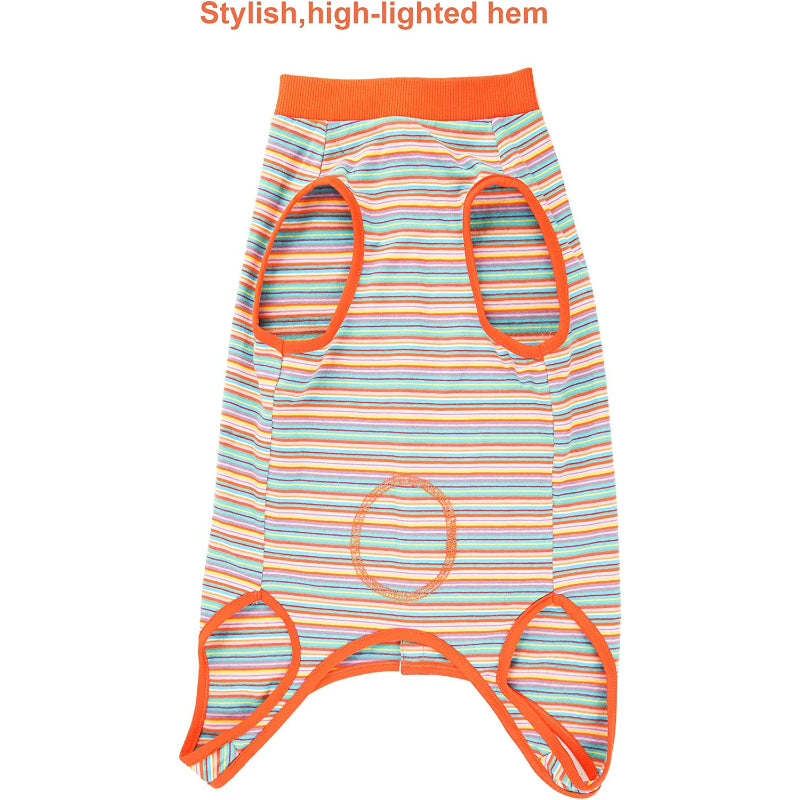 Female Dog Recovery Suit Pink Medium,Spay Suit,Male Recovery Suit,Narrow Pink Striped M-Paw Print Pad