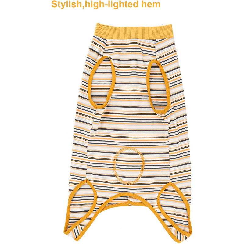 Female Dog Recovery Suit Pink Medium,Spay Suit,Male Recovery Suit,Narrow Pink Striped M-Paw Print Pad