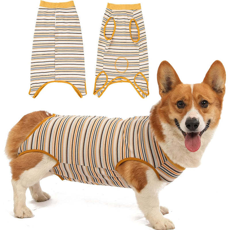 Female Dog Recovery Suit Pink Medium,Spay Suit,Male Recovery Suit,Narrow Pink Striped M-Paw Print Pad