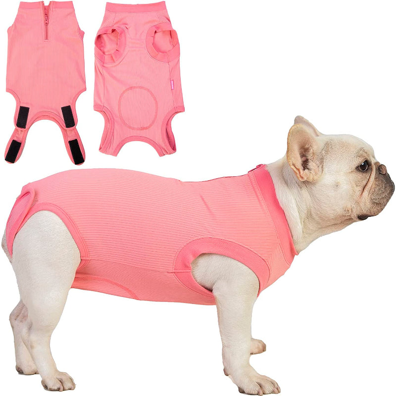 Female Dog Recovery Suit Pink Medium,Spay Suit,Male Recovery Suit,Narrow Pink Striped M-Paw Print Pad