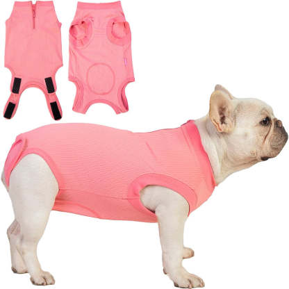 Female Dog Recovery Suit Pink Medium,Spay Suit,Male Recovery Suit,Narrow Pink Striped M-Paw Print Pad