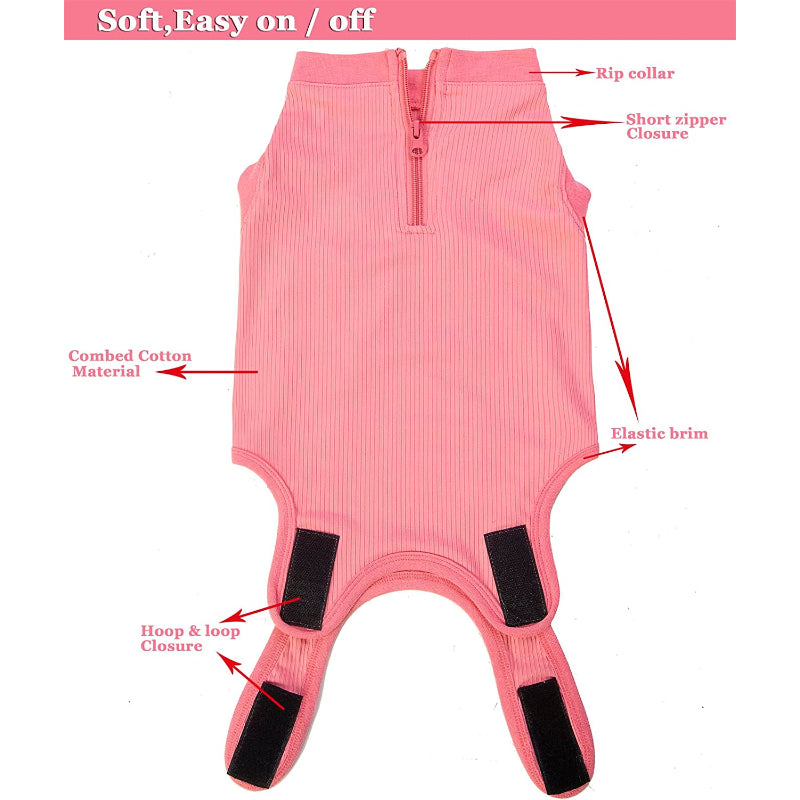 Female Dog Recovery Suit Pink Medium,Spay Suit,Male Recovery Suit,Narrow Pink Striped M-Paw Print Pad