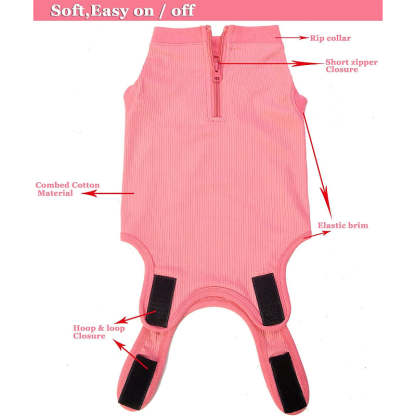 Female Dog Recovery Suit Pink Medium,Spay Suit,Male Recovery Suit,Narrow Pink Striped M-Paw Print Pad