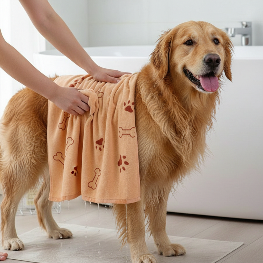 Absorbent Microfiber Pet Towel With Patterned Graphics