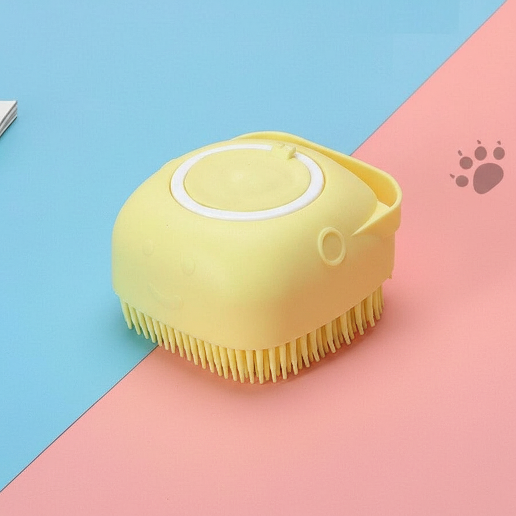 Silicone Massage Pet Bath Brush With Shampoo Storage For Dogs And Cats