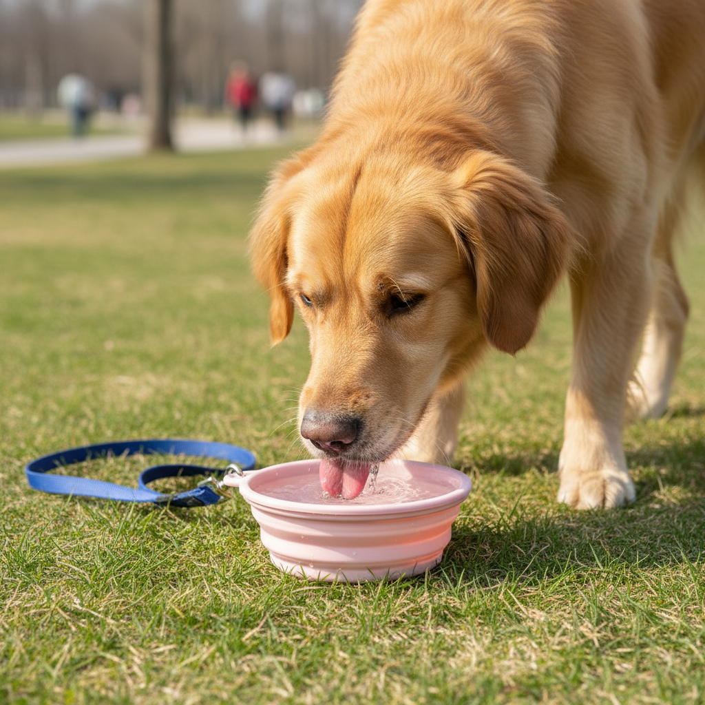 Portable Foldable Pet Travel Bowl With Clip For Outdoor Use