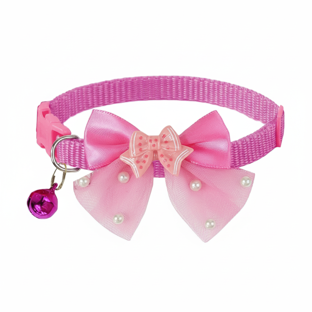 Shiny Bow Design Pet Collar Set For Daily Use 