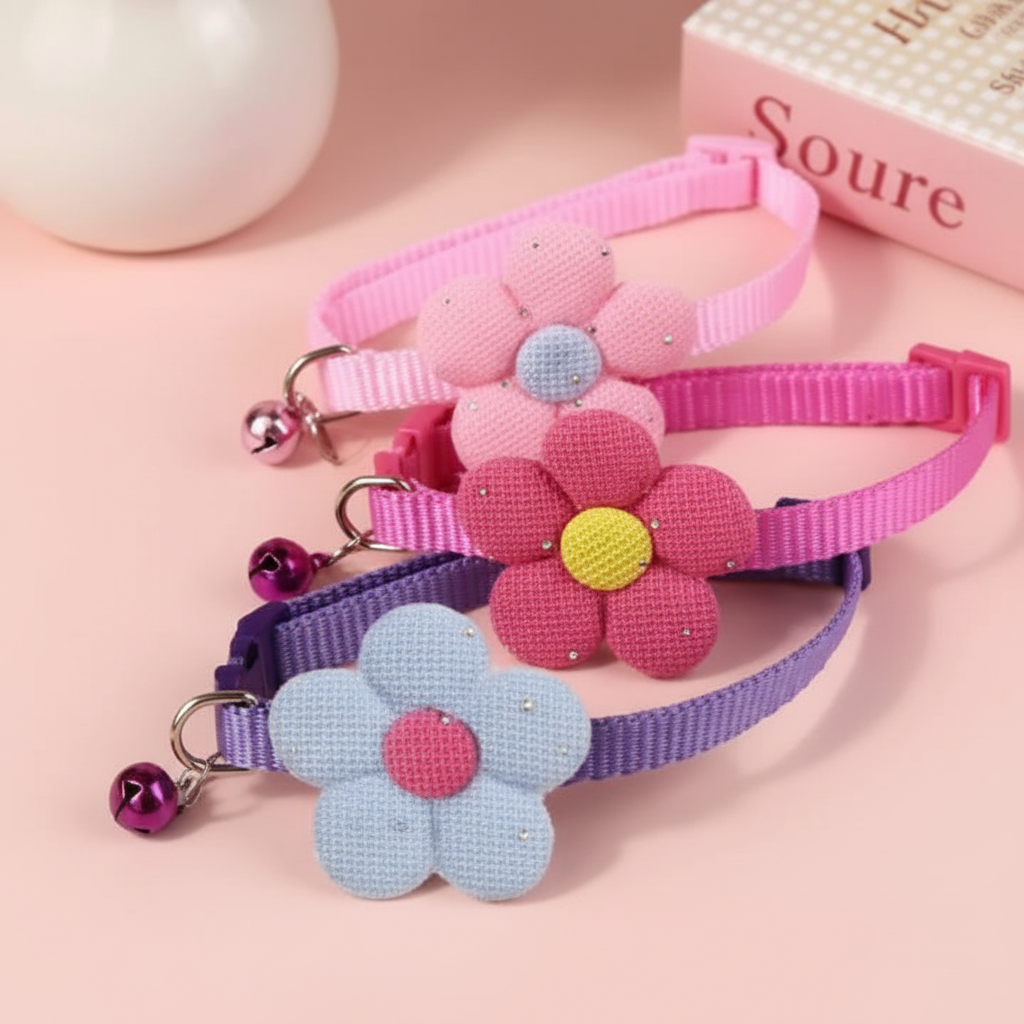 Shiny Bow Design Pet Collar Set For Daily Use 