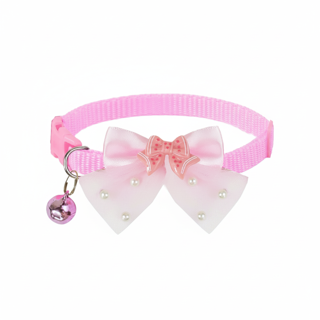 Shiny Bow Design Pet Collar Set For Daily Use 