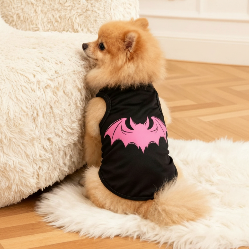 2pcs Spider & Bat Print Polyester Anti-Flea, Hair Loss Reducing