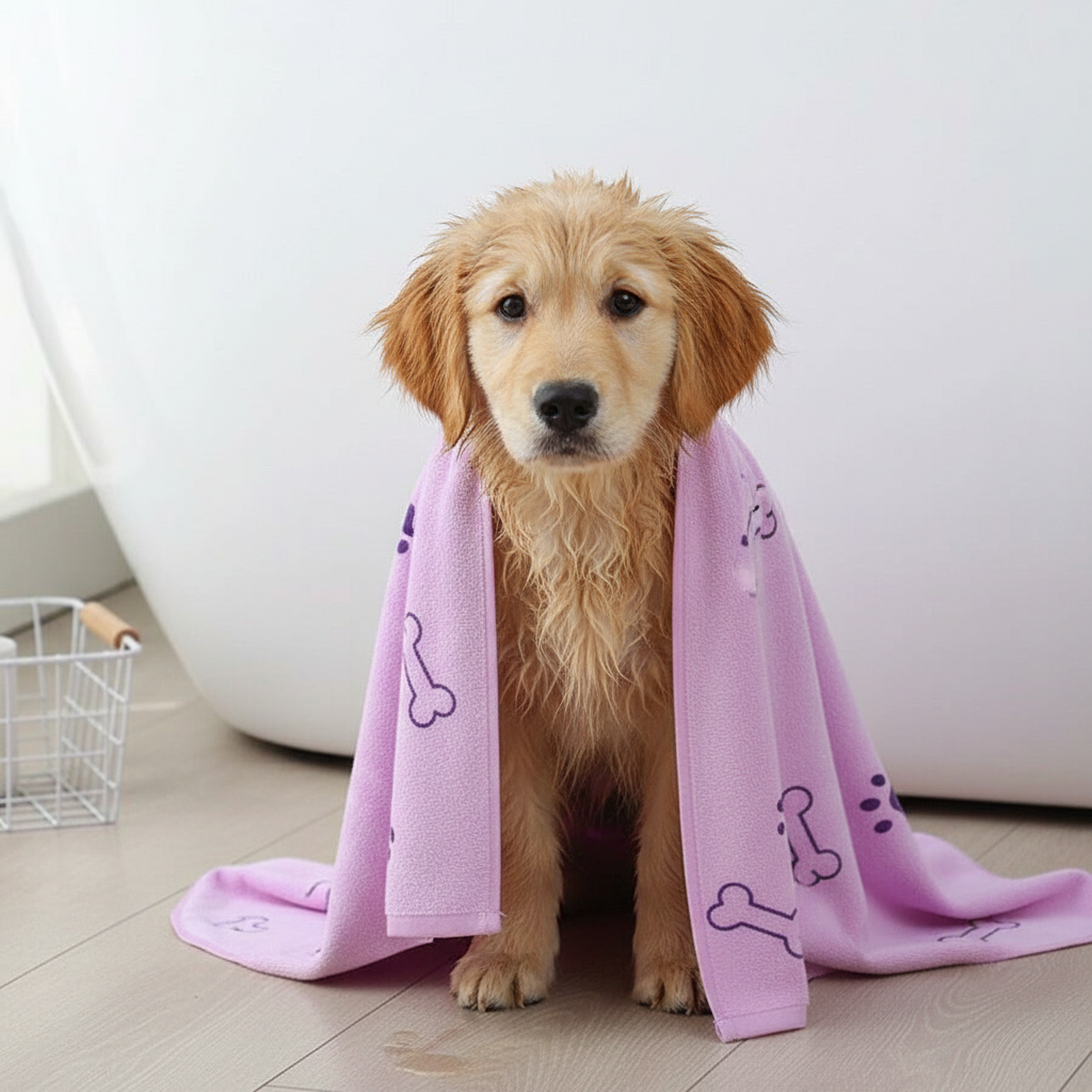 Absorbent Microfiber Pet Towel With Patterned Graphics
