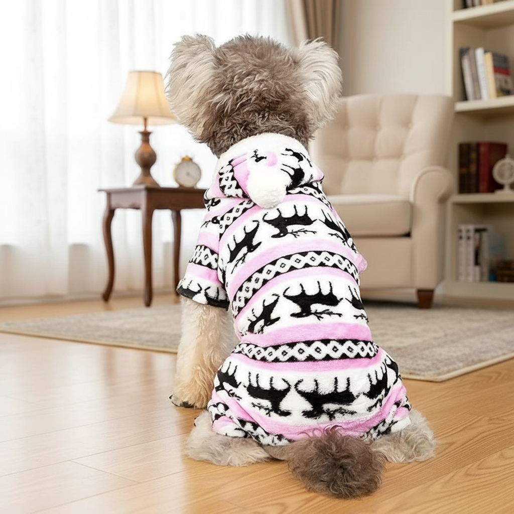 Pet Christmas Reindeer Hooded Pajama Jumpsuit For Dogs