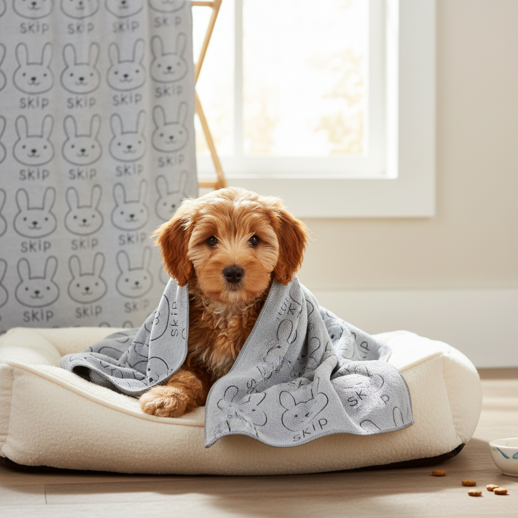 Absorbent Microfiber Pet Towel With Patterned Graphics